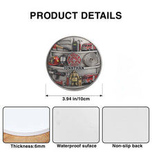 Load image into Gallery viewer, Personalized Firefighter Coaster Custom Name Gift for Dad
