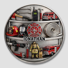 Load image into Gallery viewer, Personalized Firefighter Coaster Custom Name Gift for Dad
