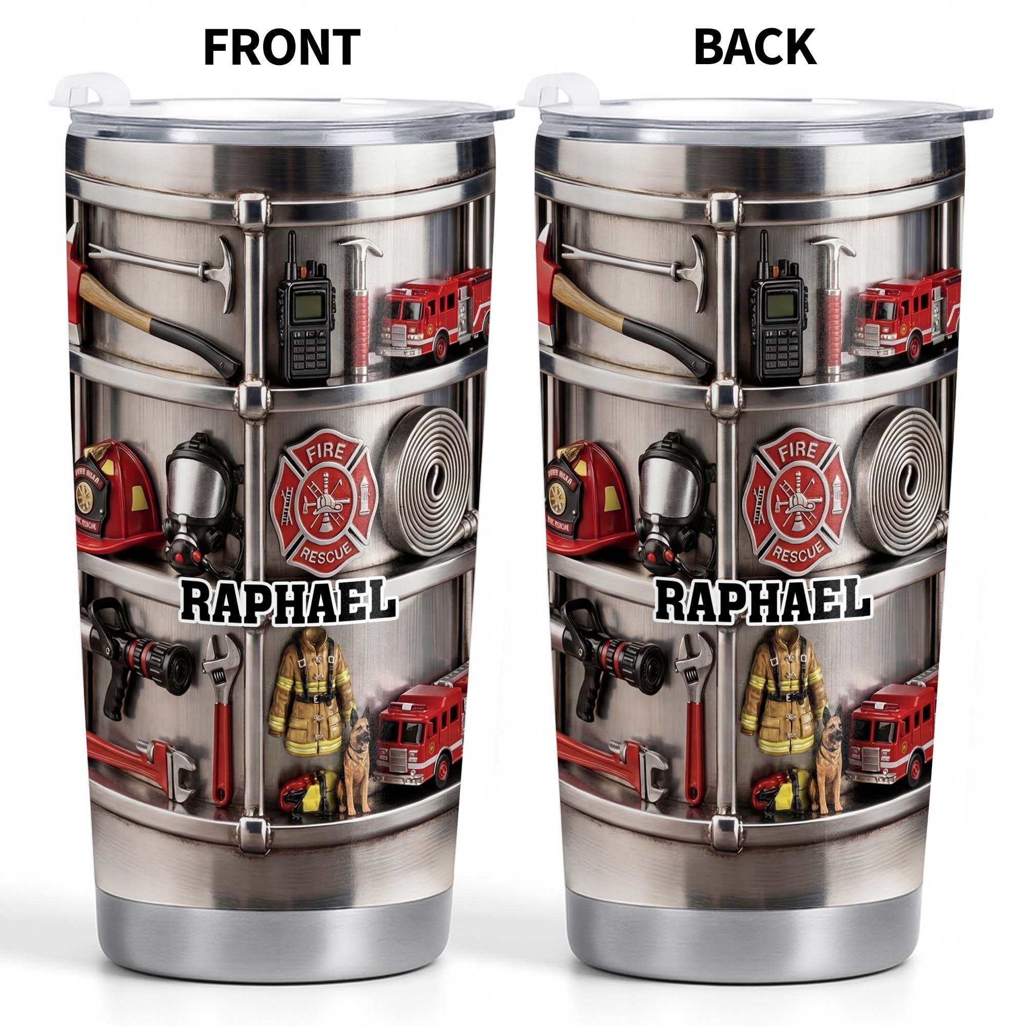 Personalized Firefighter Stainless Steel Tumbler 20oz Gift for Dad