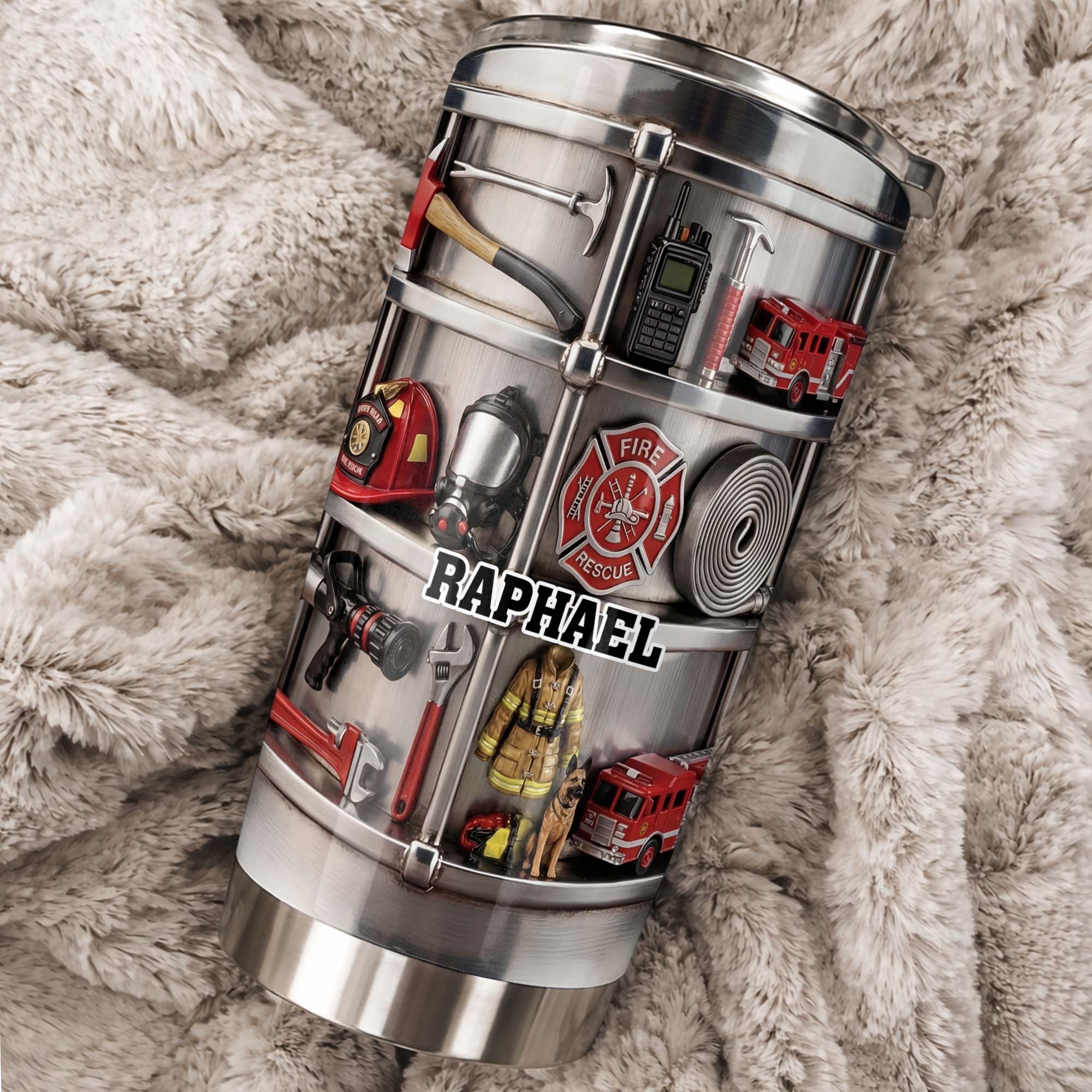 Personalized Firefighter Stainless Steel Tumbler 20oz Gift for Dad
