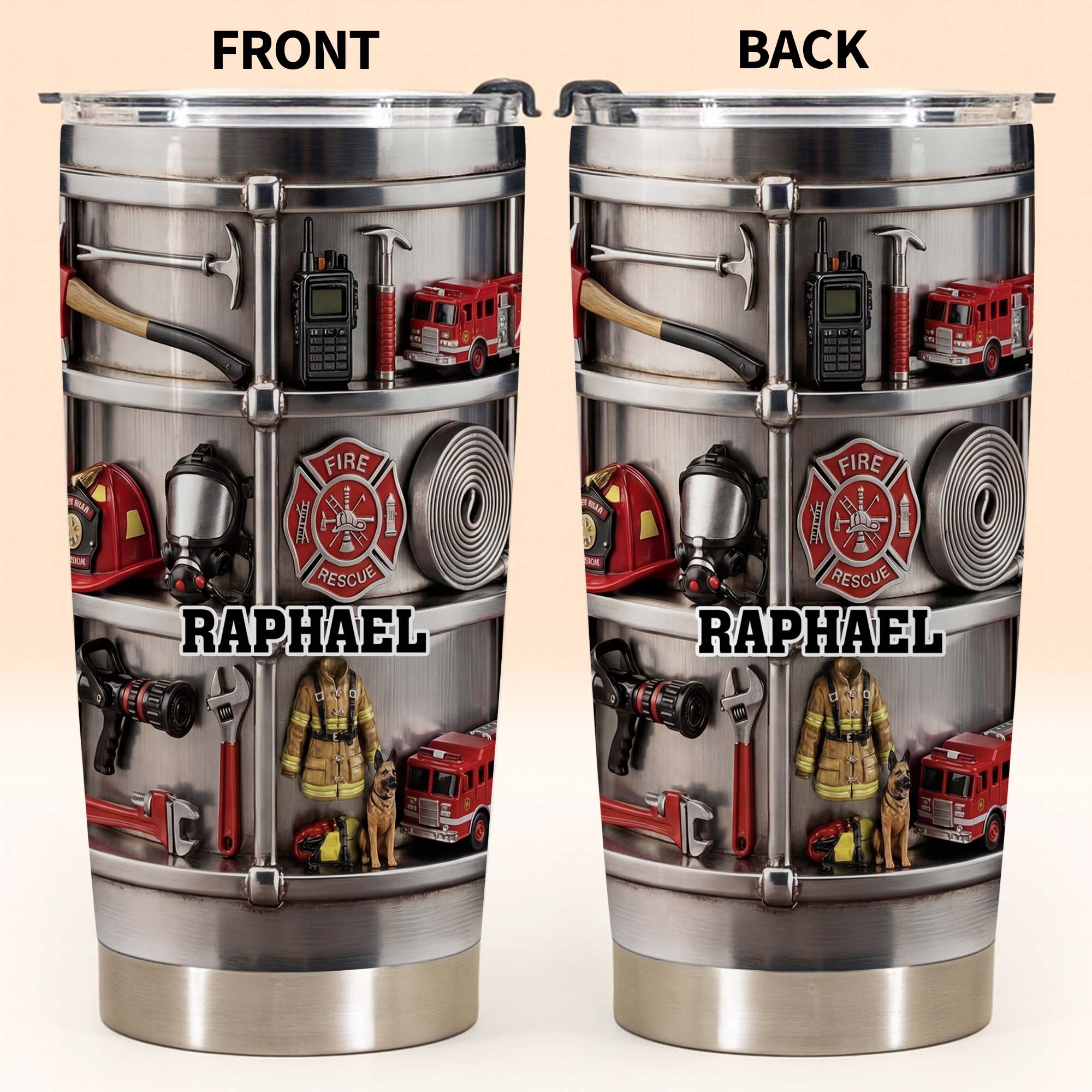 Personalized Firefighter Stainless Steel Tumbler 20oz Gift for Dad