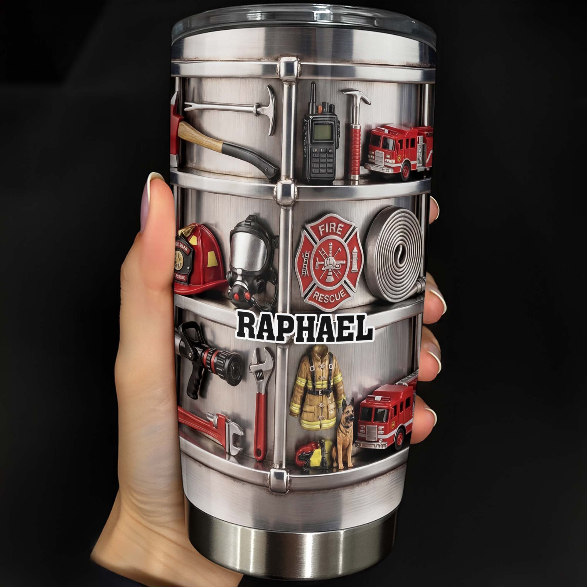 Personalized Firefighter Stainless Steel Tumbler 20oz Gift for Dad