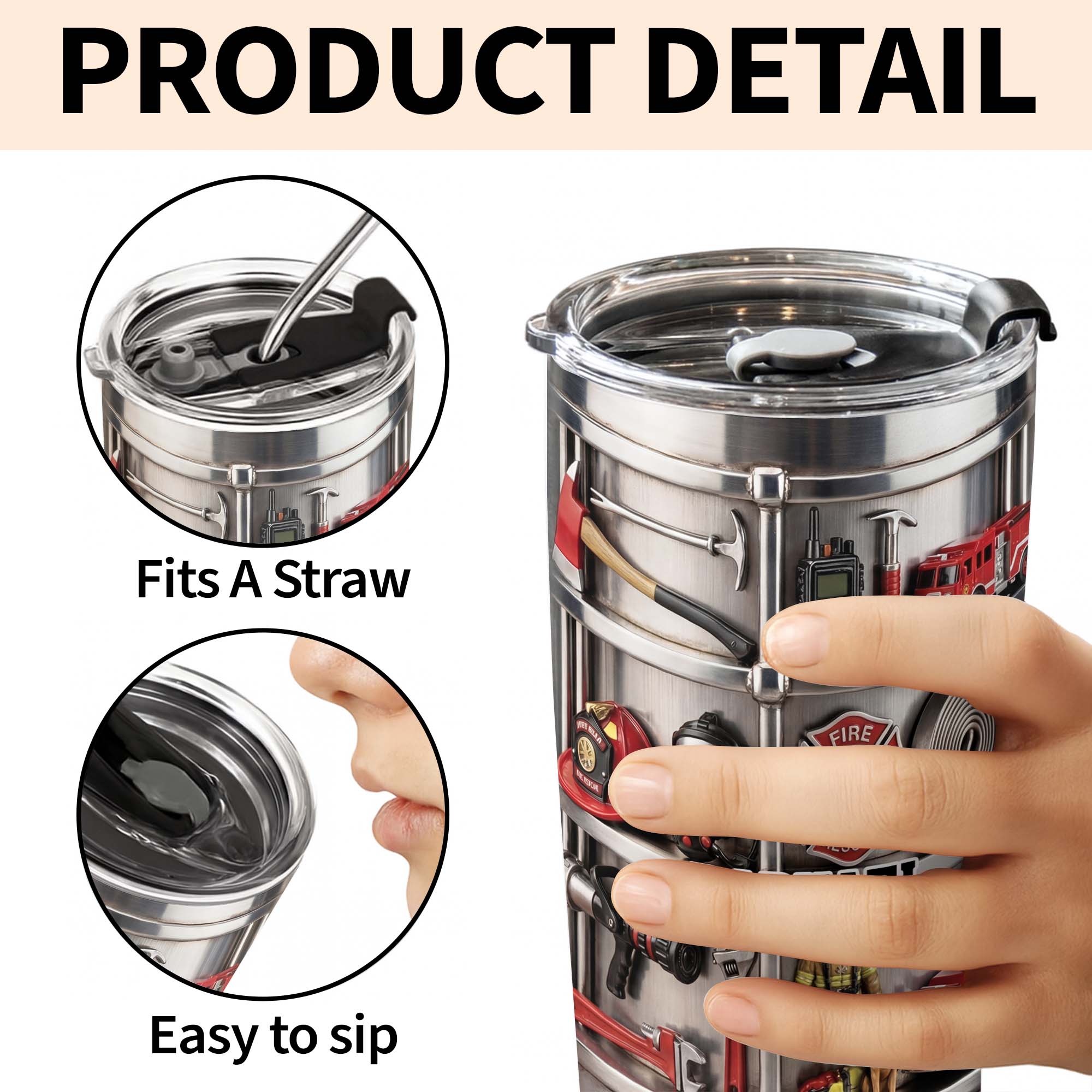Personalized Firefighter Stainless Steel Tumbler 20oz Gift for Dad