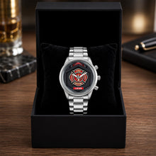 Load image into Gallery viewer, Personalized Firefighter Badge Men's Watch Custom Name Gift
