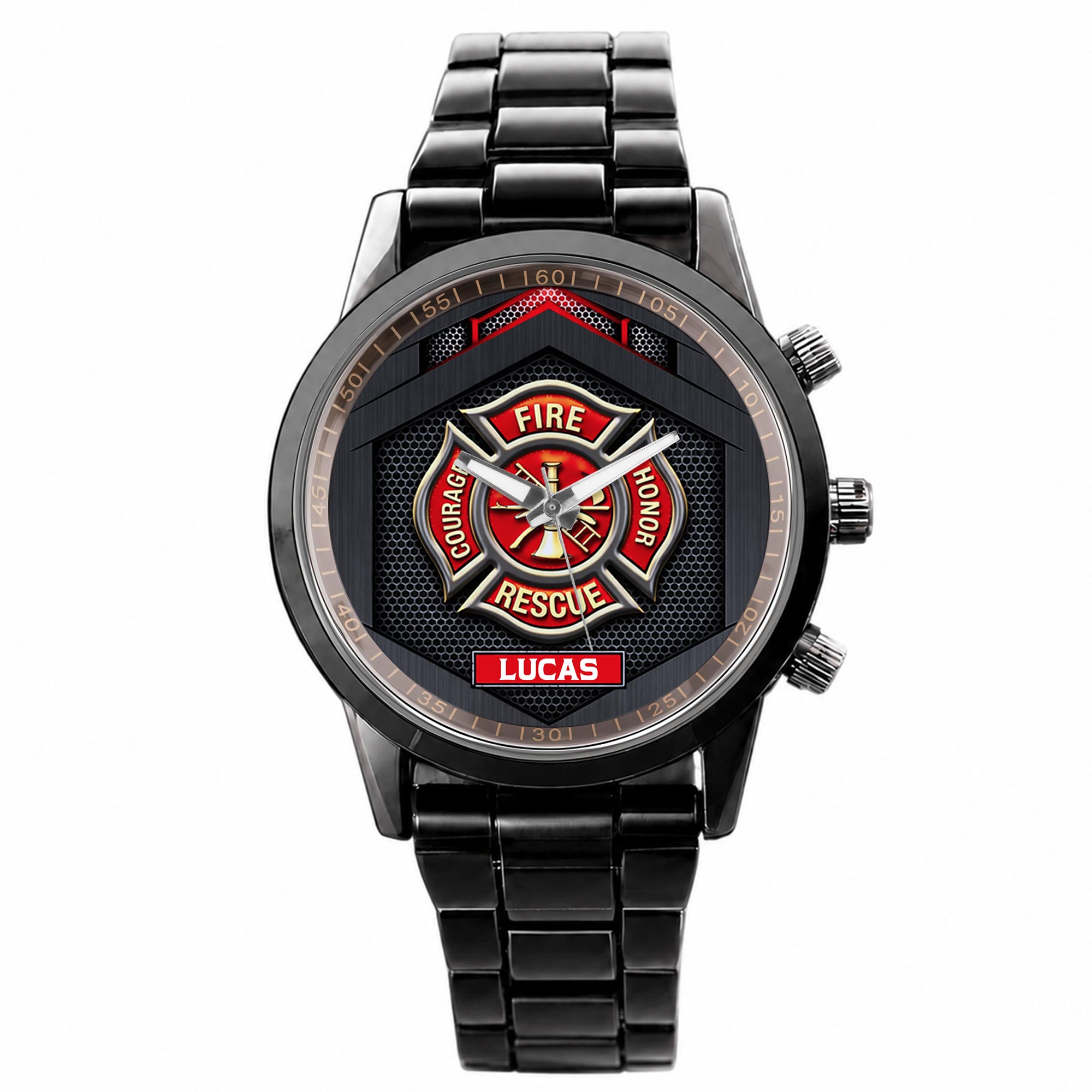 Personalized Firefighter Badge Men's Watch Custom Name Gift