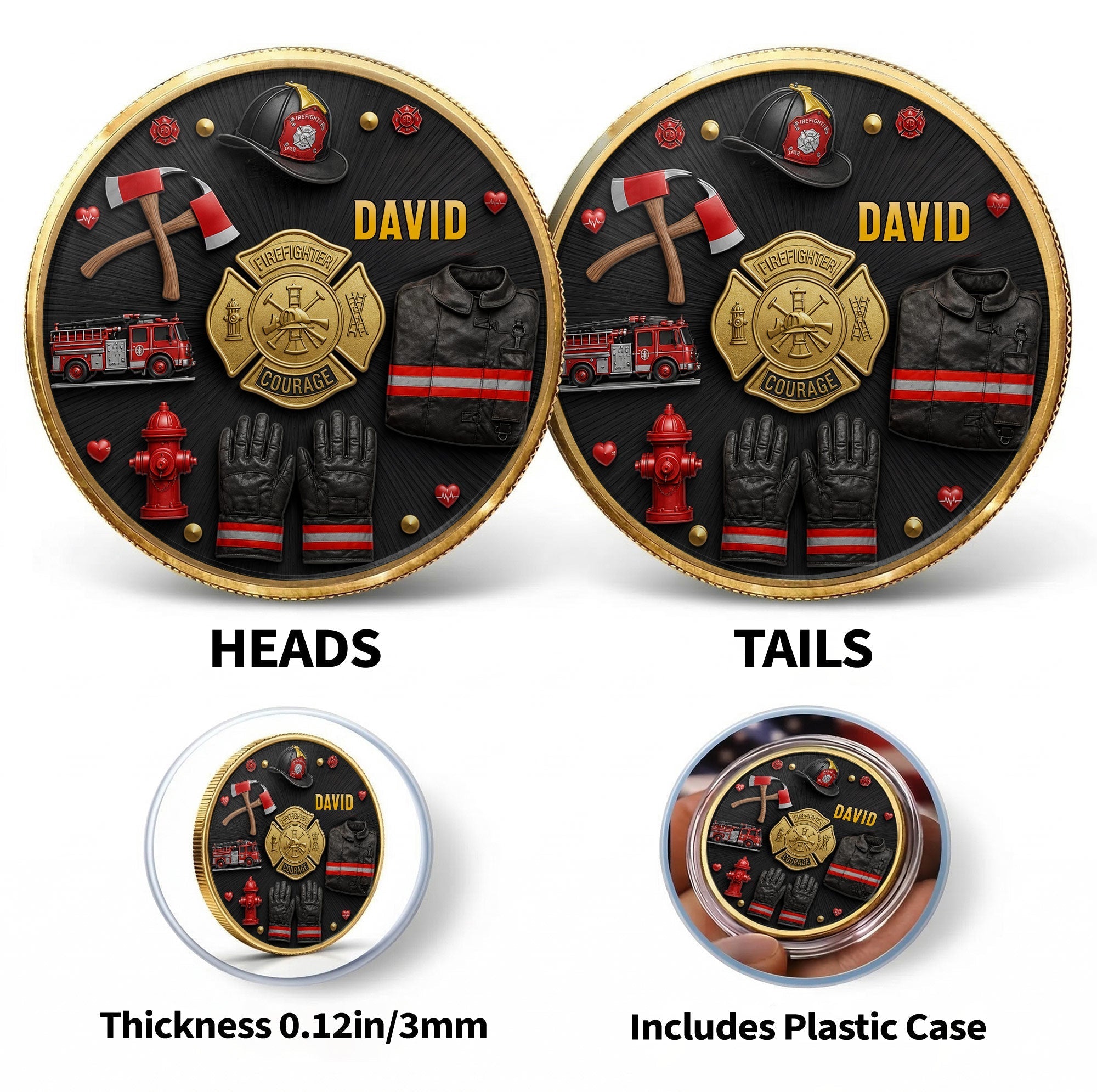 Personalized Firefighter Courage Commemorative Coin Custom Gift