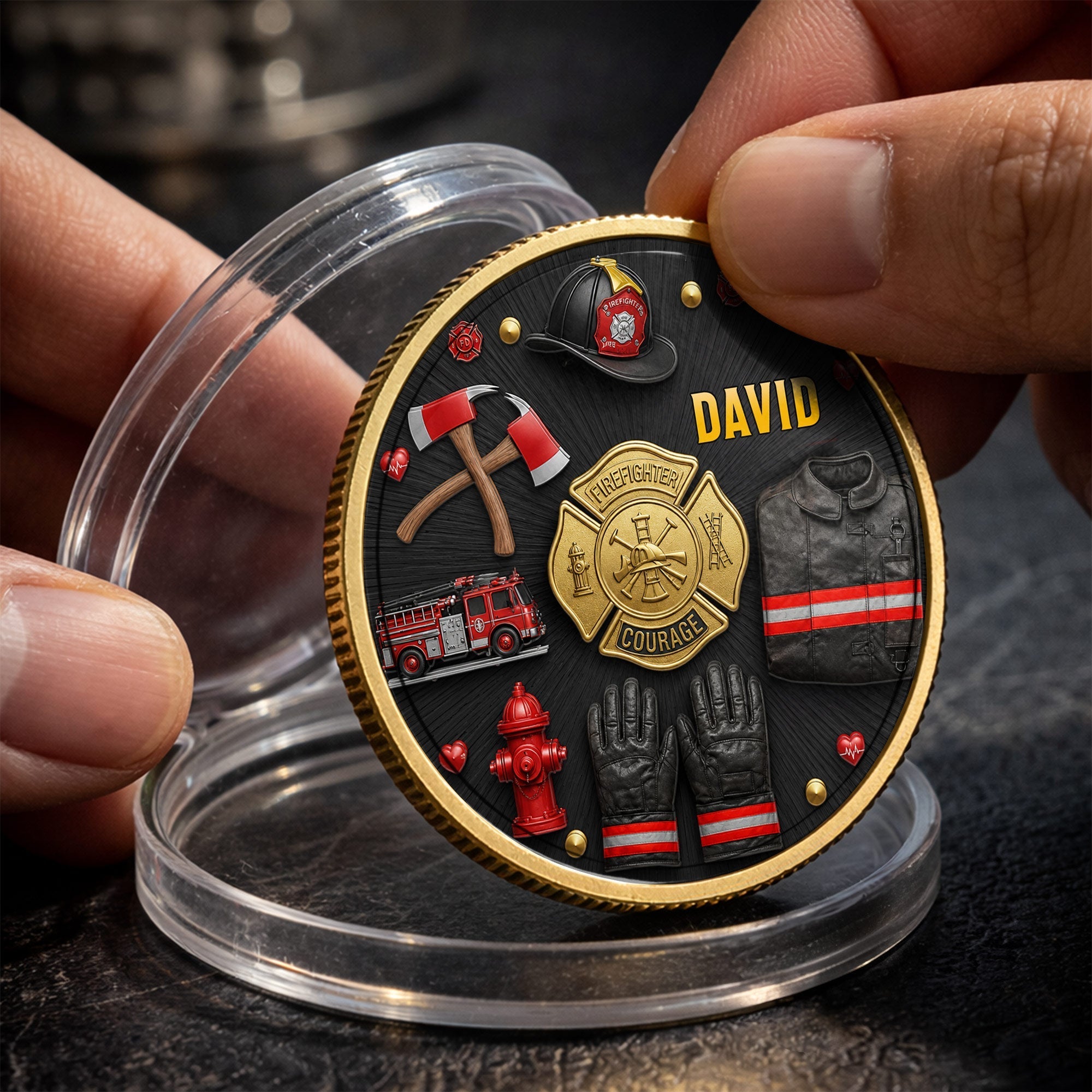 Personalized Firefighter Courage Commemorative Coin Custom Gift