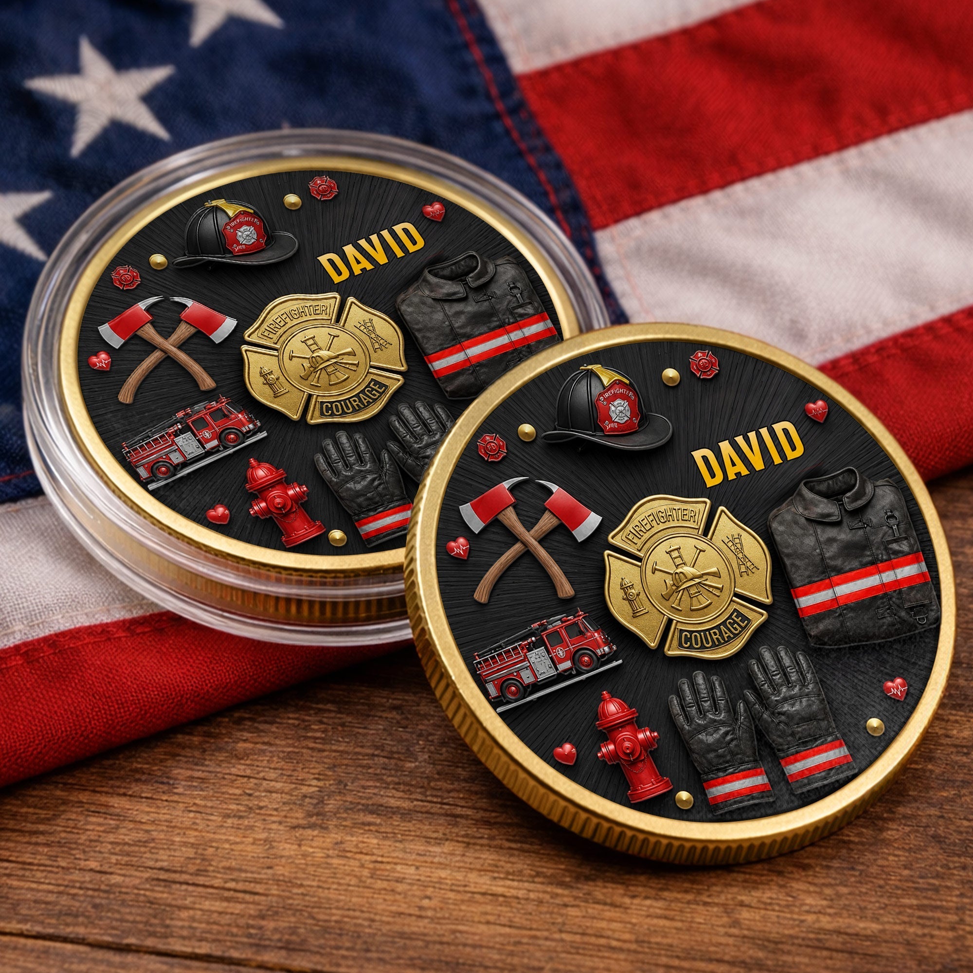 Personalized Firefighter Courage Commemorative Coin Custom Gift