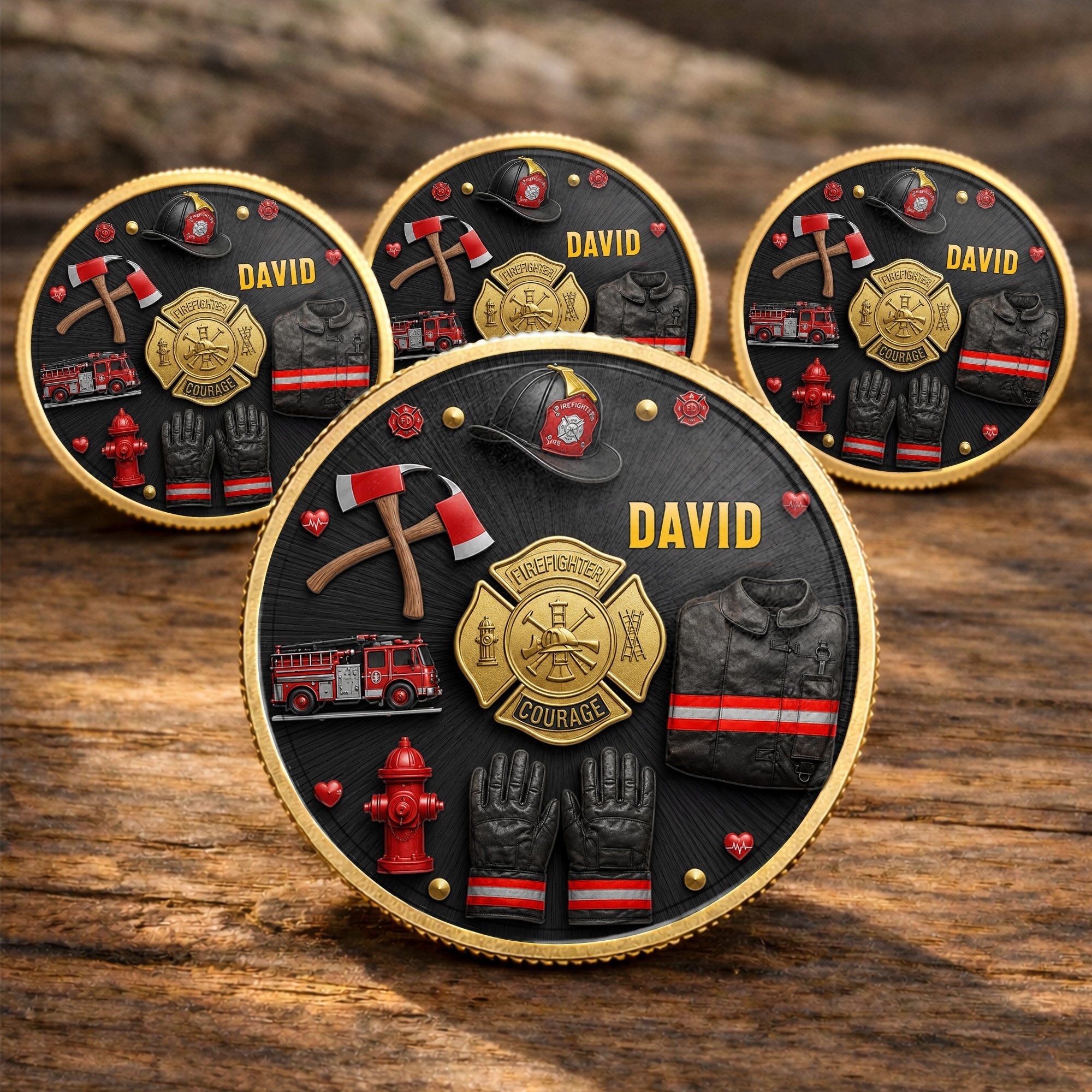 Personalized Firefighter Courage Commemorative Coin Custom Gift