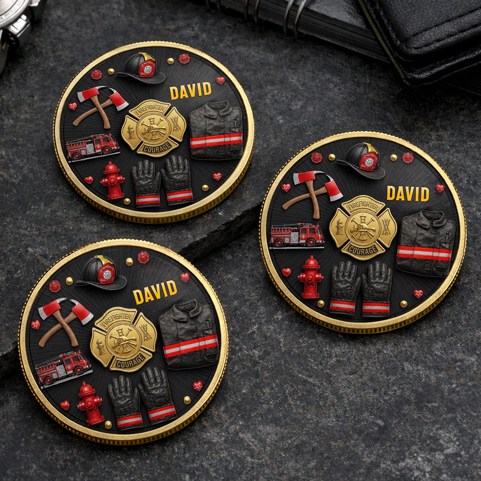 Personalized Firefighter Courage Commemorative Coin Custom Gift