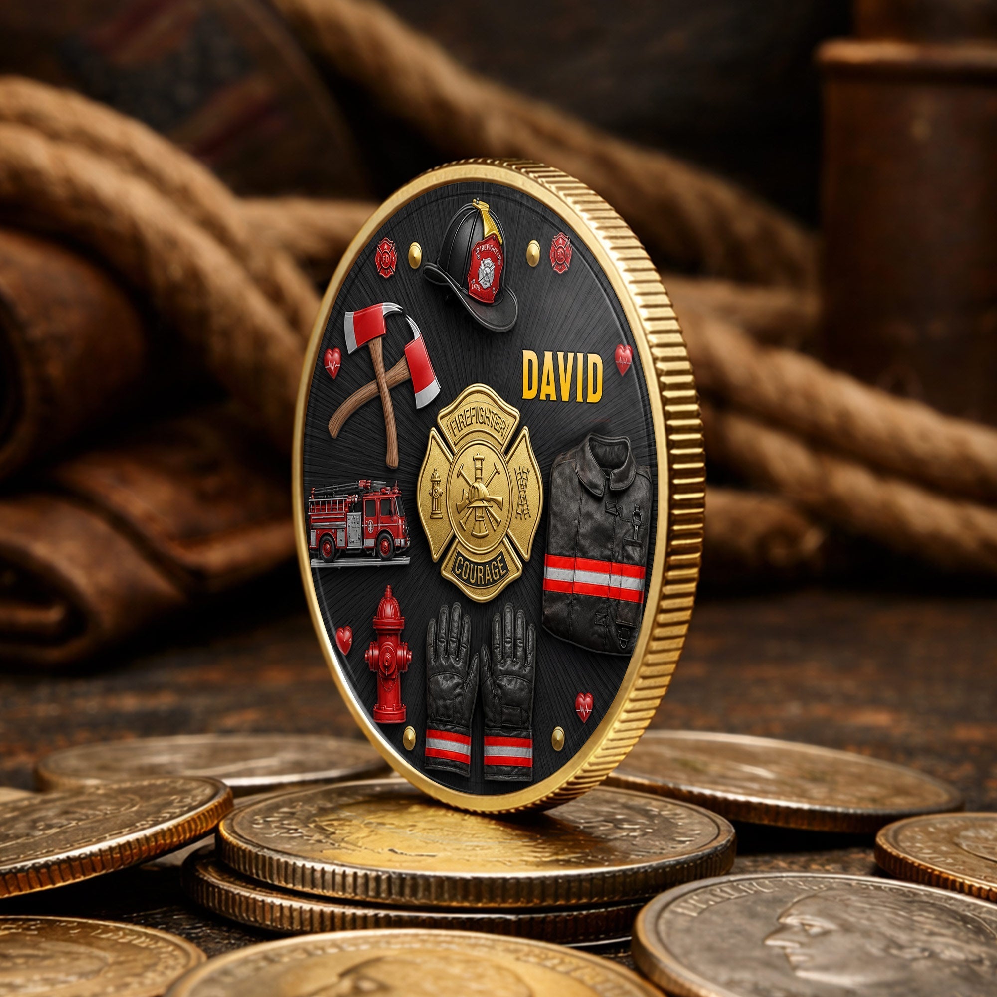 Personalized Firefighter Courage Commemorative Coin Custom Gift
