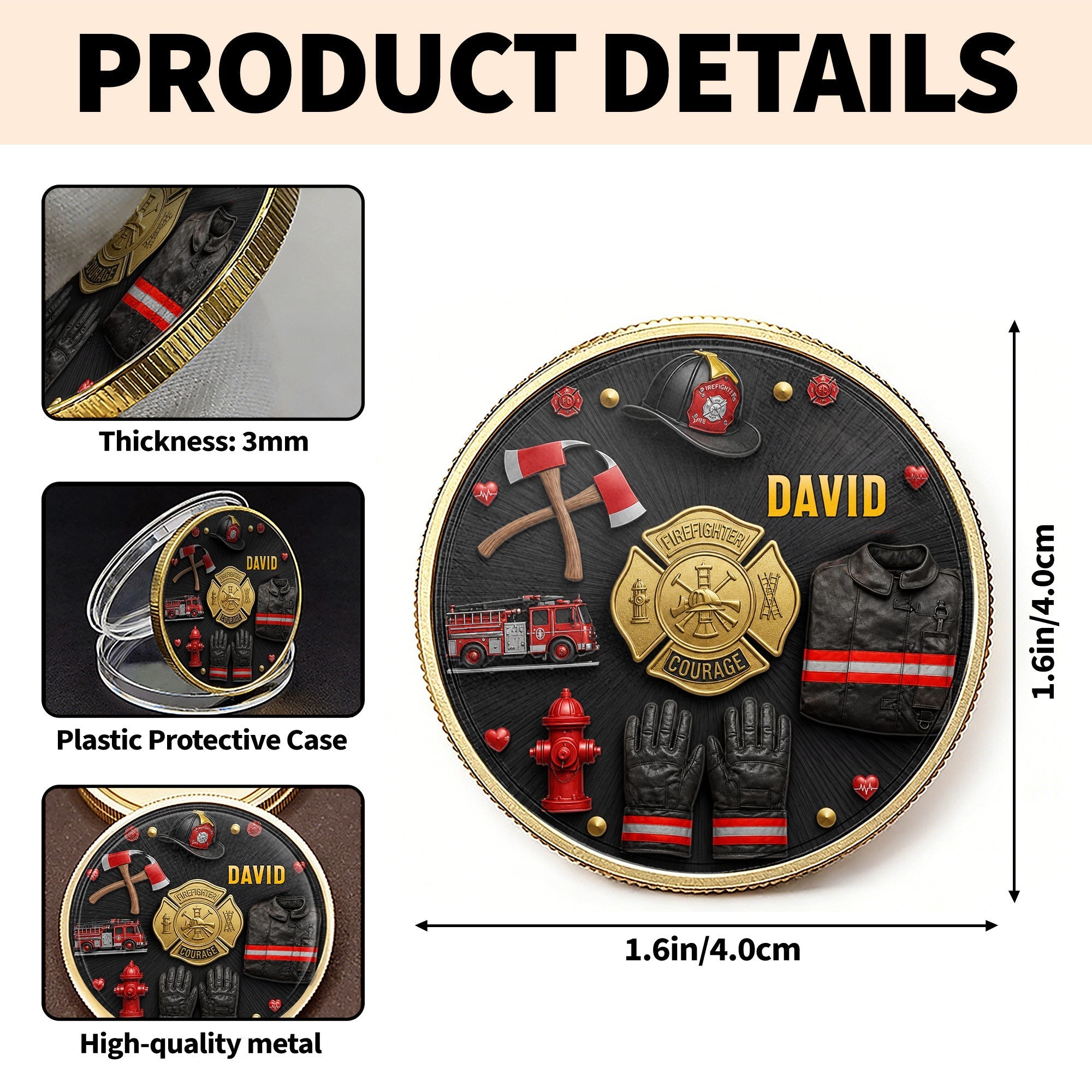 Personalized Firefighter Courage Commemorative Coin Custom Gift