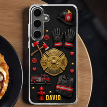 Load image into Gallery viewer, Personalized Clear Phone Case Firefighter Courage Gift for Dad
