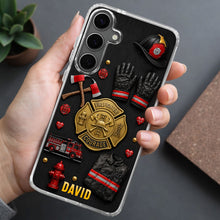 Load image into Gallery viewer, Personalized Clear Phone Case Firefighter Courage Gift for Dad
