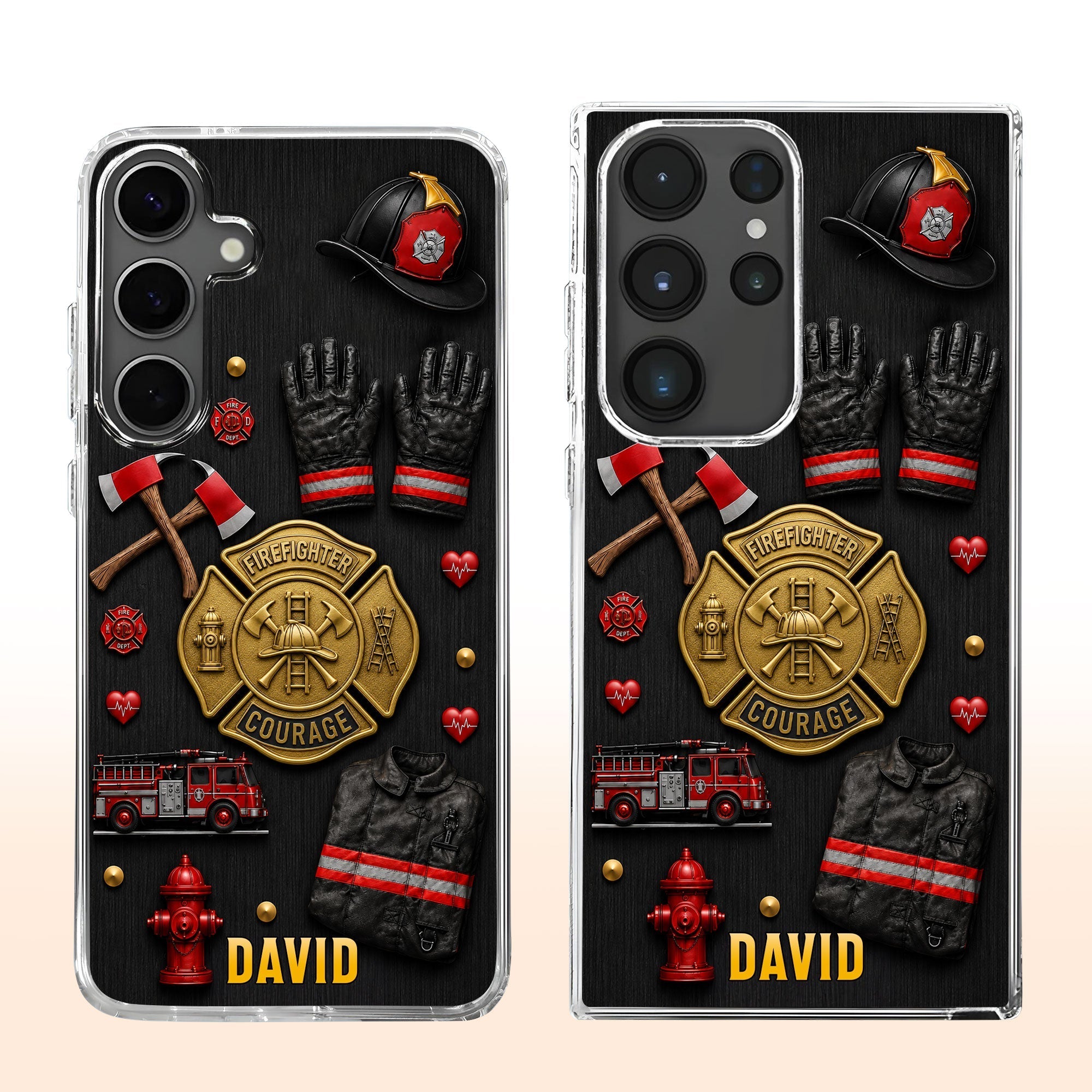 Personalized Clear Phone Case Firefighter Courage Gift for Dad