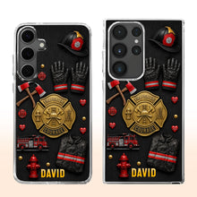 Load image into Gallery viewer, Personalized Clear Phone Case Firefighter Courage Gift for Dad
