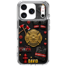 Load image into Gallery viewer, Personalized Clear Phone Case Firefighter Courage Gift for Dad
