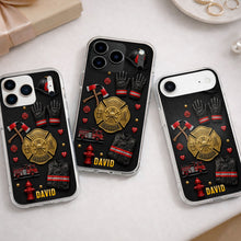 Load image into Gallery viewer, Personalized Clear Phone Case Firefighter Courage Gift for Dad
