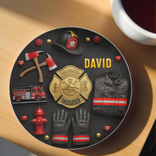 Load image into Gallery viewer, Personalized Firefighter Ceramic Coaster Custom Name Gift
