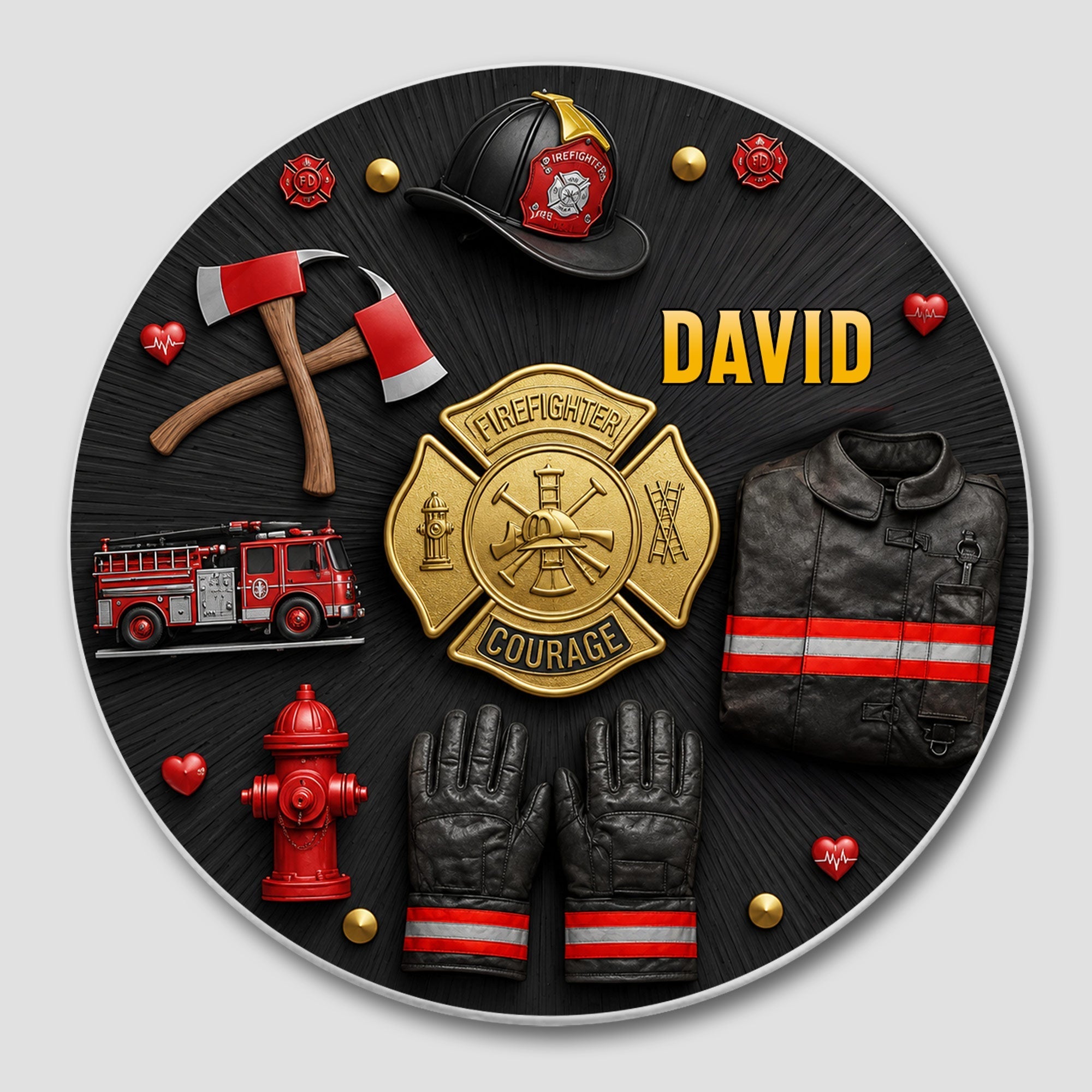 Personalized Firefighter Ceramic Coaster Custom Name Gift