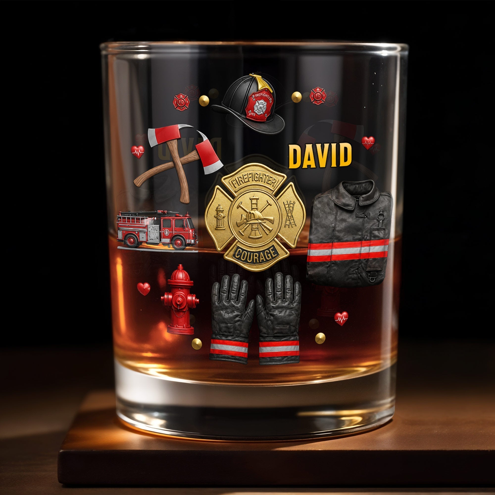 Personalized Custom Whiskey Glass for Firefighter Dad | Gift Idea