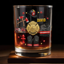 Load image into Gallery viewer, Personalized Custom Whiskey Glass for Firefighter Dad | Gift Idea
