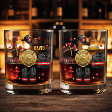 Load image into Gallery viewer, Personalized Custom Whiskey Glass for Firefighter Dad | Gift Idea
