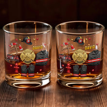 Load image into Gallery viewer, Personalized Custom Whiskey Glass for Firefighter Dad | Gift Idea
