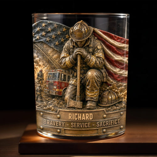 Personalized Whiskey Glass Custom Name Firefighter Gift for Dad