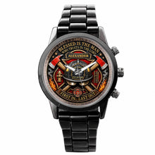 Load image into Gallery viewer, Personalized Firefighter Men's Watch Custom Name Gift for Dad
