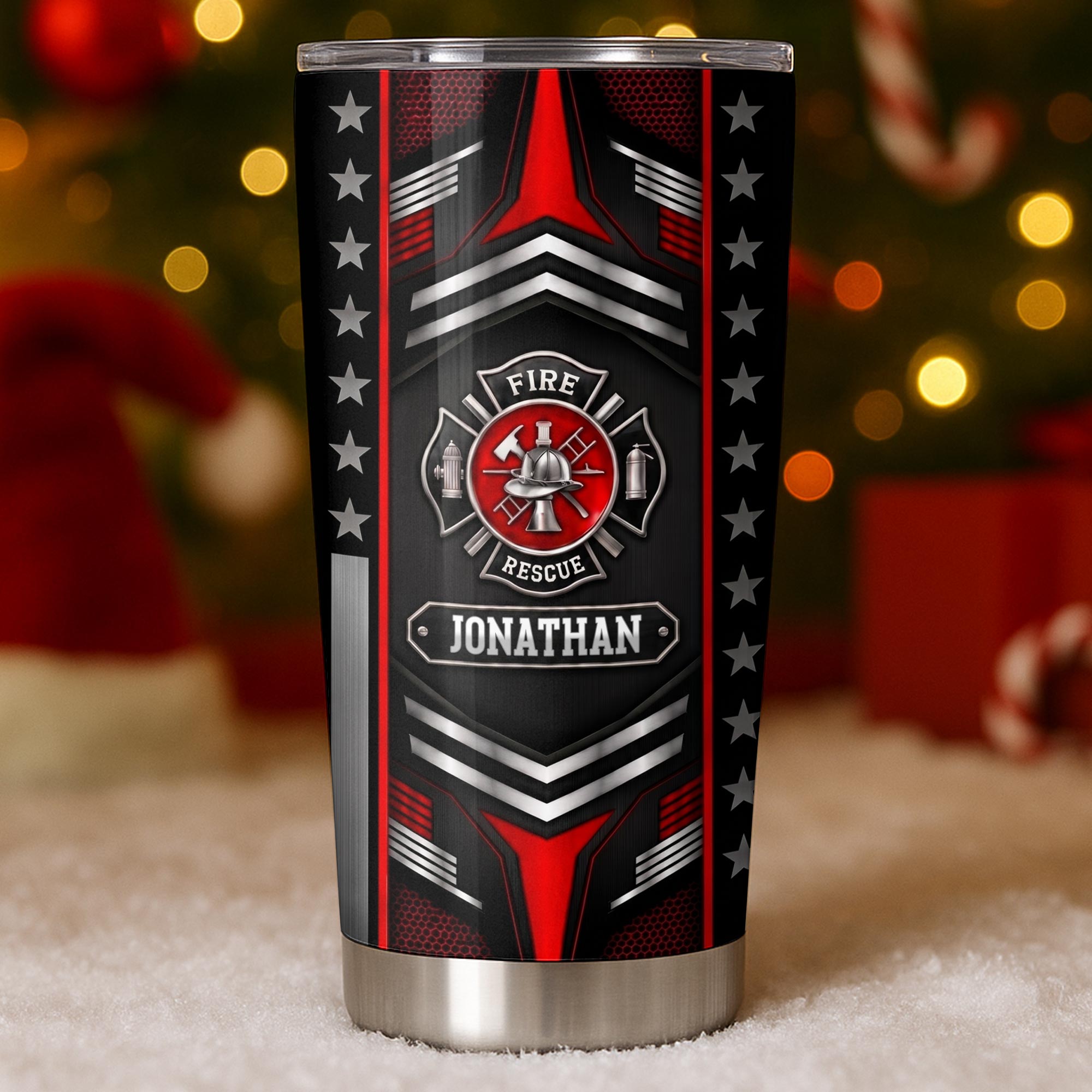 Personalized Firefighter Stainless Steel Tumbler Custom Name 20oz Gift for Dad