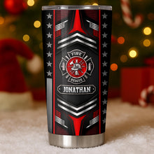 Load image into Gallery viewer, Personalized Firefighter Stainless Steel Tumbler Custom Name 20oz Gift for Dad
