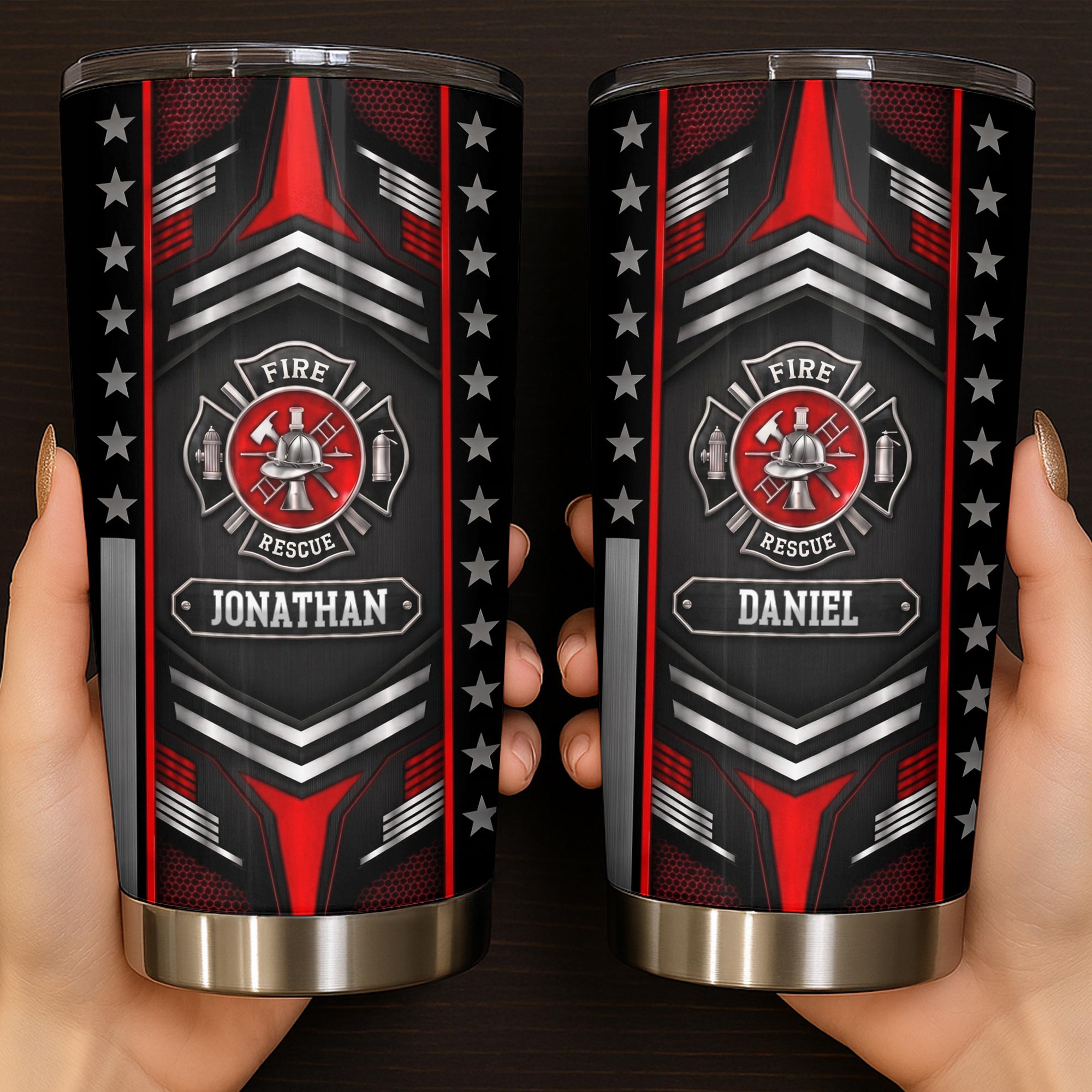 Personalized Firefighter Stainless Steel Tumbler Custom Name 20oz Gift for Dad