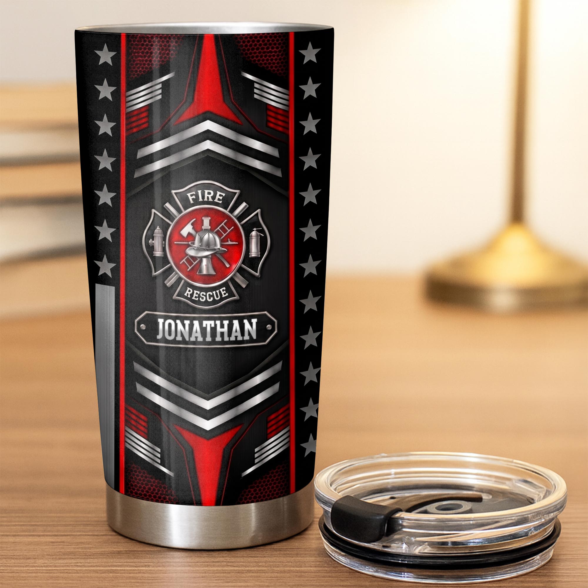 Personalized Firefighter Stainless Steel Tumbler Custom Name 20oz Gift for Dad
