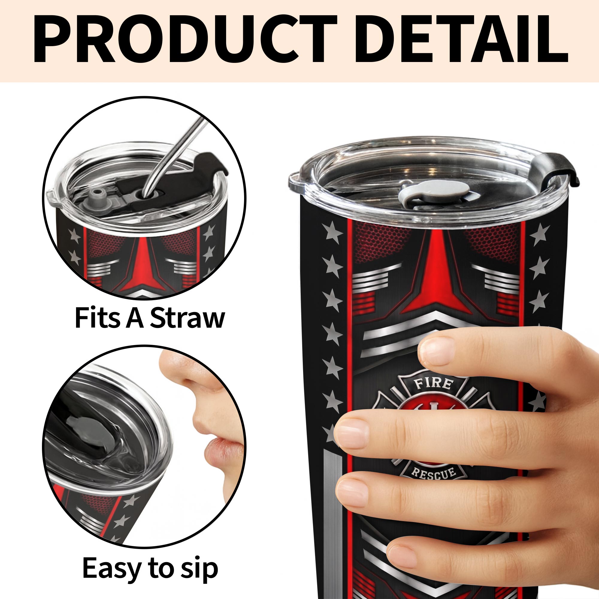 Personalized Firefighter Stainless Steel Tumbler Custom Name 20oz Gift for Dad