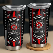 Load image into Gallery viewer, Personalized Firefighter Stainless Steel Tumbler Custom Name 20oz Gift for Dad
