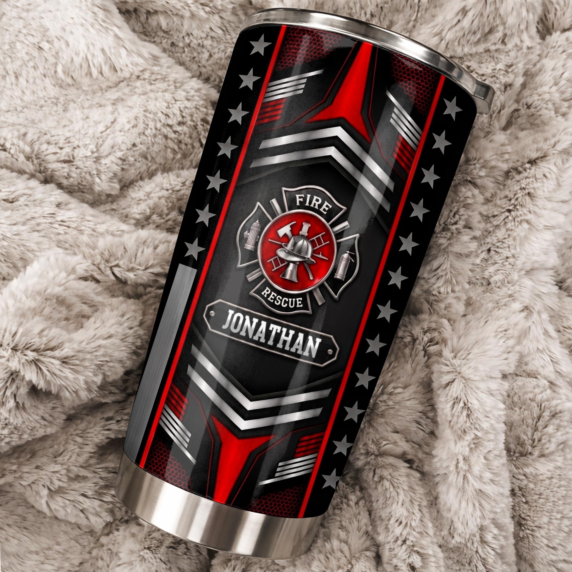 Personalized Firefighter Stainless Steel Tumbler Custom Name 20oz Gift for Dad