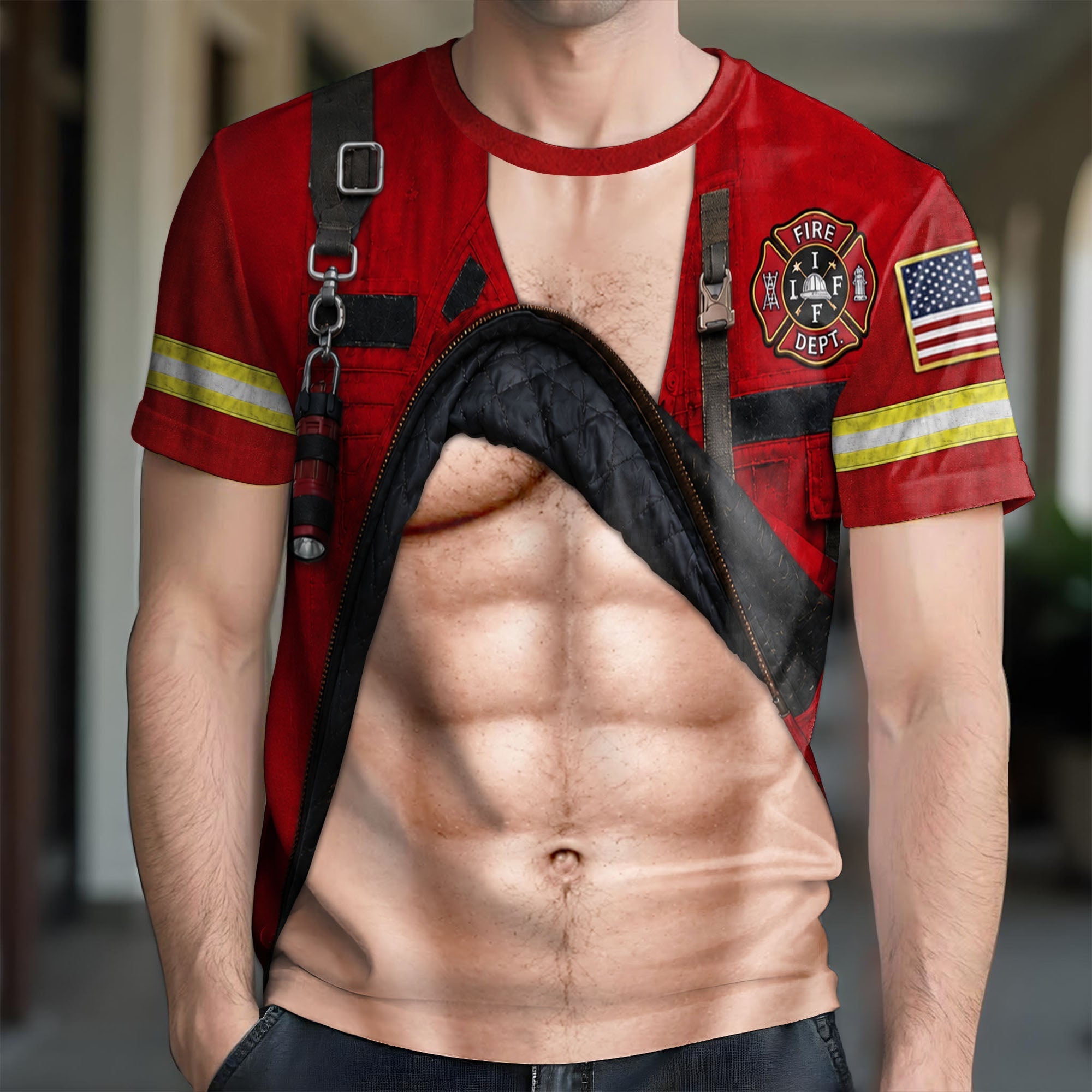 Personalized Firefighter T-Shirt Custom 3D Design Gift for Dad