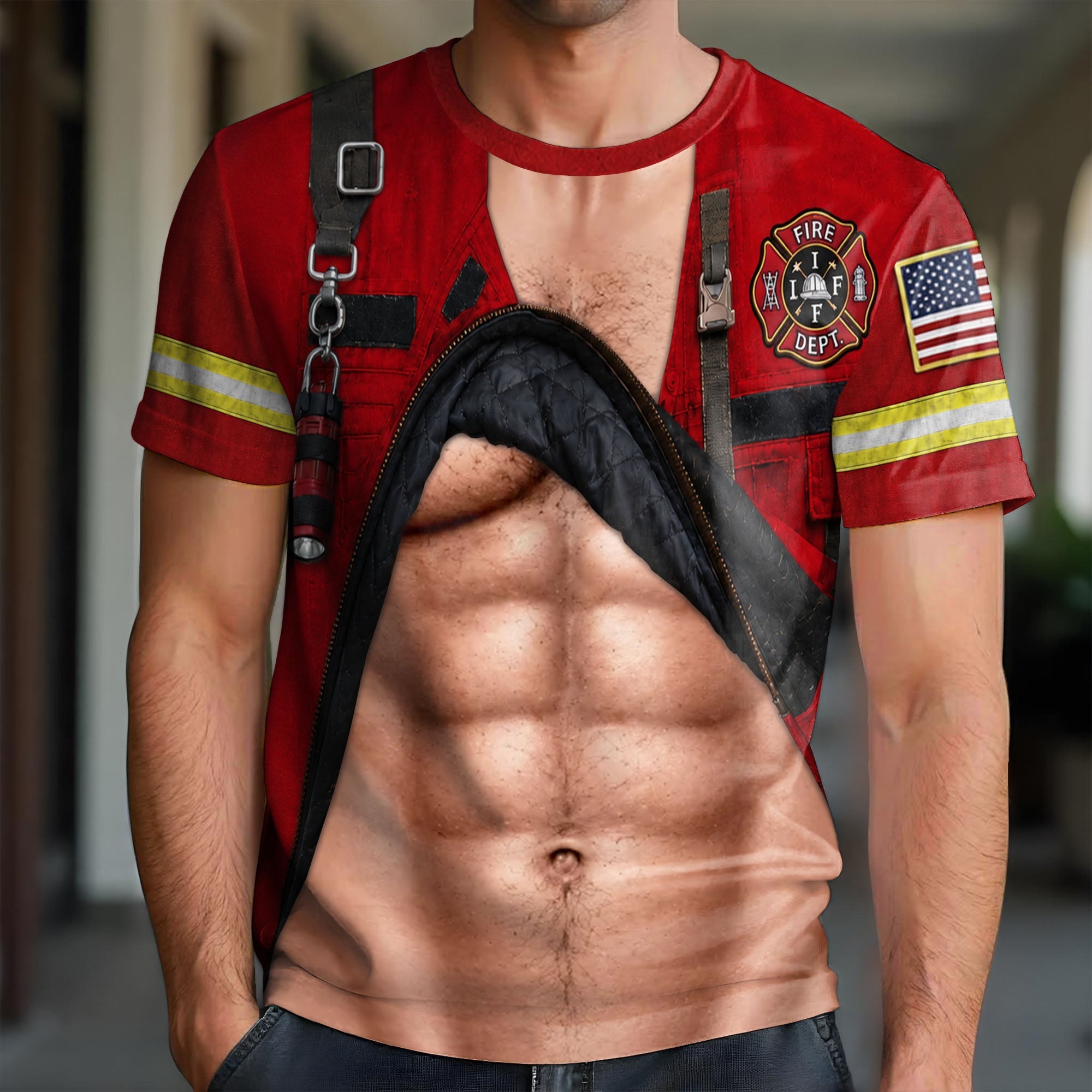 Personalized Firefighter T-Shirt Custom 3D Design Gift for Dad