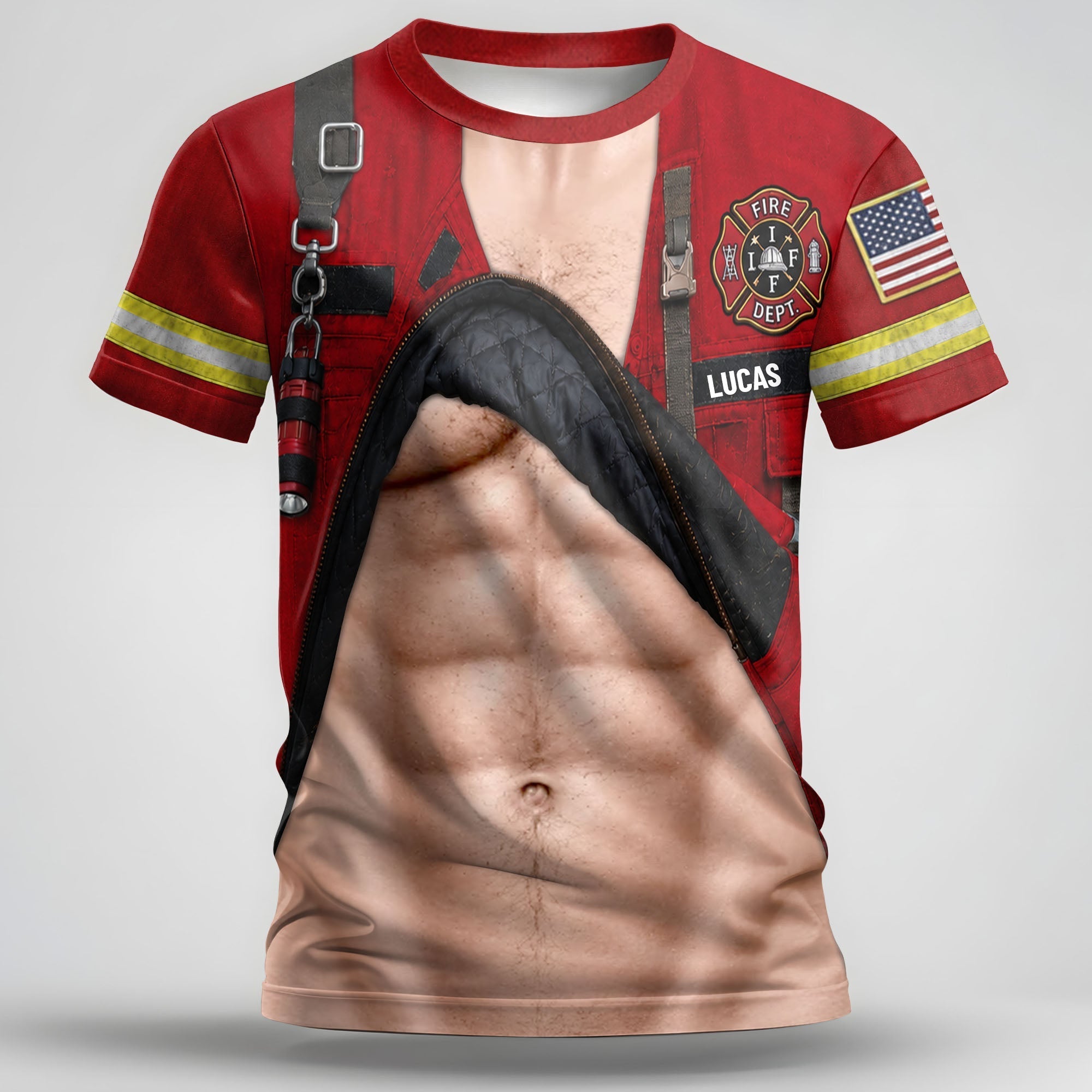 Personalized Firefighter T-Shirt Custom 3D Design Gift for Dad