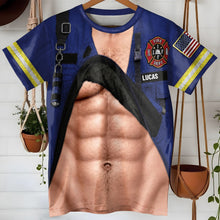 Load image into Gallery viewer, Personalized Firefighter T-Shirt Custom 3D Design Gift for Dad
