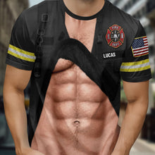 Load image into Gallery viewer, Personalized Firefighter T-Shirt Custom 3D Design Gift for Dad
