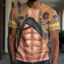 Load image into Gallery viewer, Personalized Firefighter T-Shirt Custom 3D Design Gift for Dad
