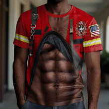Load image into Gallery viewer, Personalized Firefighter T-Shirt Custom 3D Design Gift for Dad
