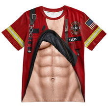 Load image into Gallery viewer, Personalized Firefighter T-Shirt Custom 3D Design Gift for Dad
