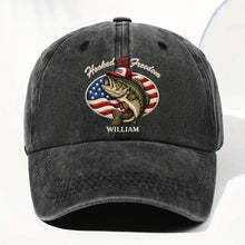 Load image into Gallery viewer, Personalized Washed Denim Cap Custom Name American Flag Gift for Dad
