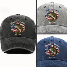 Load image into Gallery viewer, Personalized Washed Denim Cap Custom Name American Flag Gift for Dad
