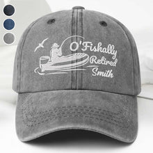 Load image into Gallery viewer, Personalized Washed Denim Cap Custom Name Gift for Dad Fishing
