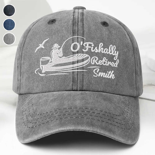 Personalized Washed Denim Cap Custom Name Gift for Dad Fishing