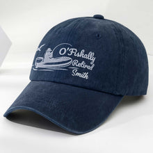 Load image into Gallery viewer, Personalized Washed Denim Cap Custom Name Gift for Dad Fishing
